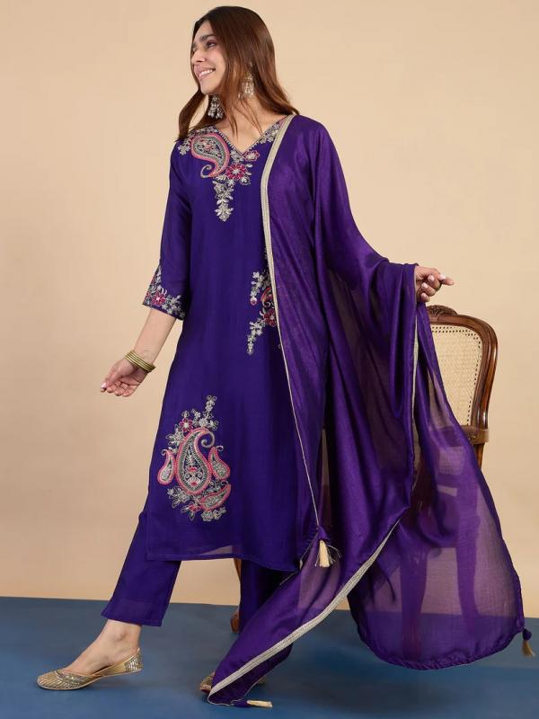 VP 9828 P Embroidered Kurta Pant Set